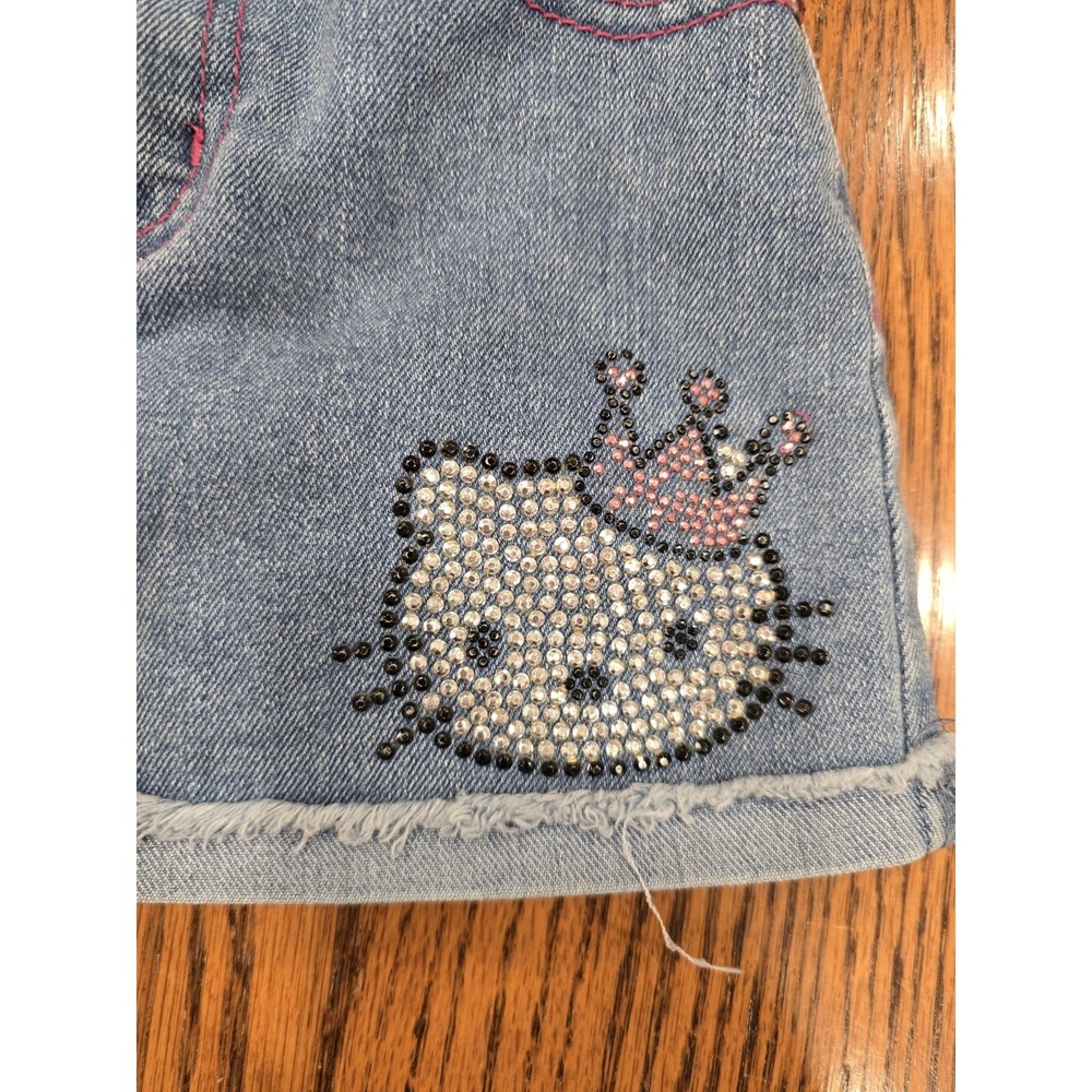 Hello Kitty Princess Denim Rhinestone Skirt w/ Shorts Sz 4 Macy's Sanrio Cute! - Picture 2 of 5